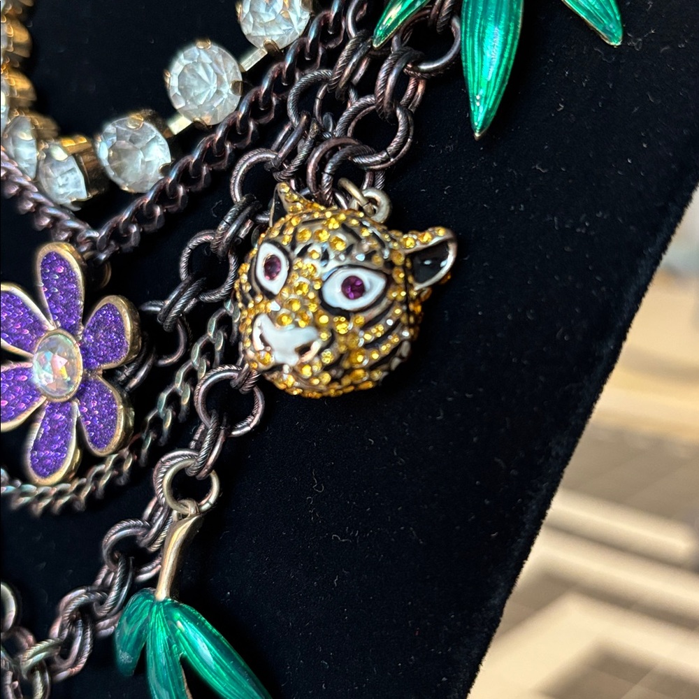 Betsey Johnson Purple Floral and Animal Charm Necklace - Picture 8 of 11